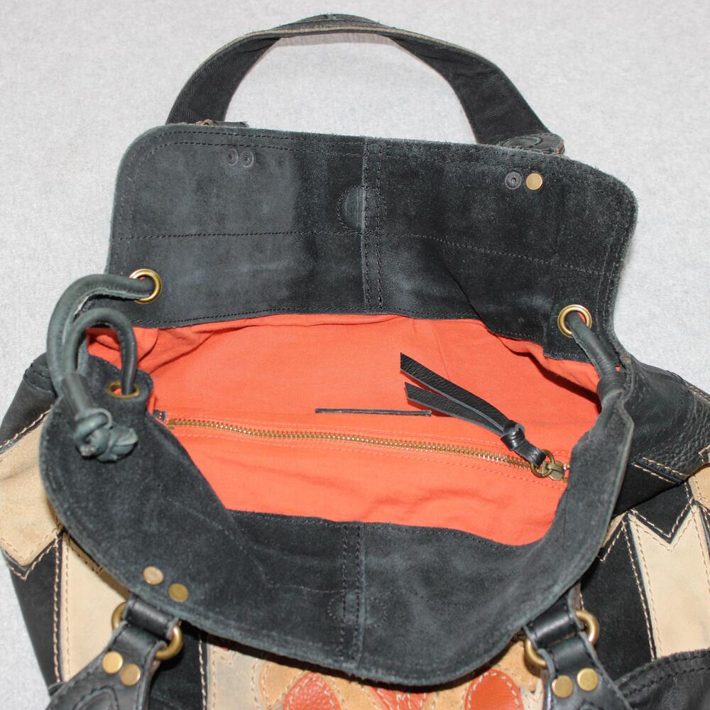 Lucky Brand Patchwork Bucket Purse Women Medium Leather Suede Boho Y2K READ - Picture 10 of 15